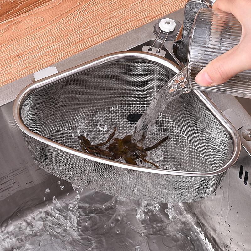 不锈钢厨房水槽过滤网水池洗菜盆筛漏剩菜剩饭厨余垃圾沥水三角篮
