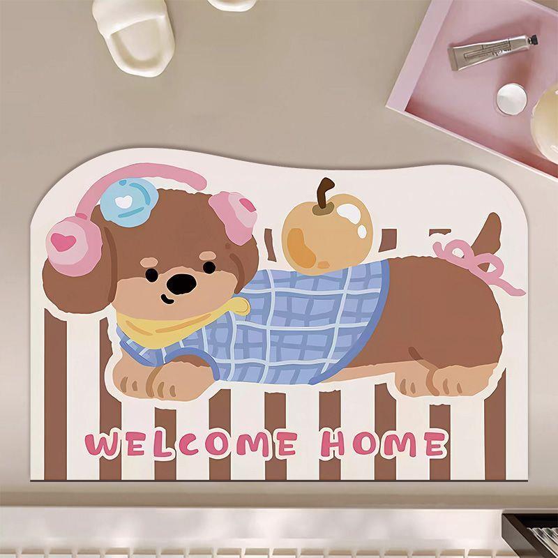 硅藻泥地垫卡通可爱香肠狗狗浴室吸水防滑脚垫家用耐脏易打理地垫