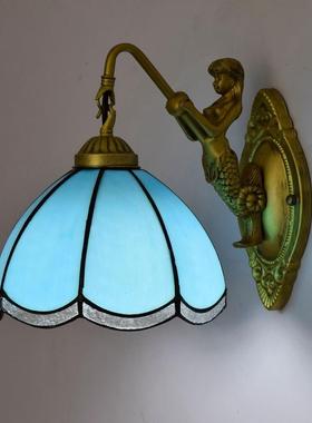 欧琈蒂凡尼地中海蓝色彩色玻璃客餐厅卧室酒吧会所过道阳台镜壁灯