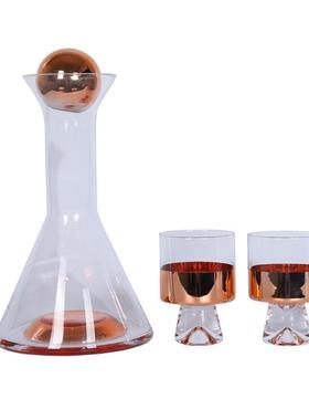 酒具北欧现代水晶玻璃金色灰色圆球形酒具售楼部样板间酒店醒酒器