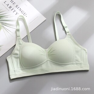 纯棉内衣女学生小胸聚拢薄款胸罩高中生少女无钢圈上托调整型文胸