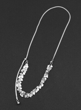 爱心亮片可抽拉项链女2024年新款潮设计感锁骨链网红气质饰品颈链