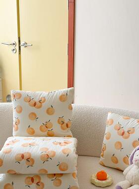 2025式新款全棉口印花简约日枕被午BHT睡毯汽车袋靠枕午抱休枕