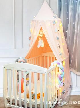 床公主风层遮光床帘落地NVF吊挂家用卧双室顶婴儿蚊吸幔帐婴童儿