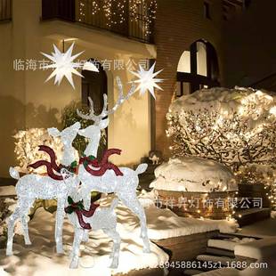 跨境爆款鹿家庭圣诞节节庭院派对橱饰室内窗外日装彩灯CFT三个一