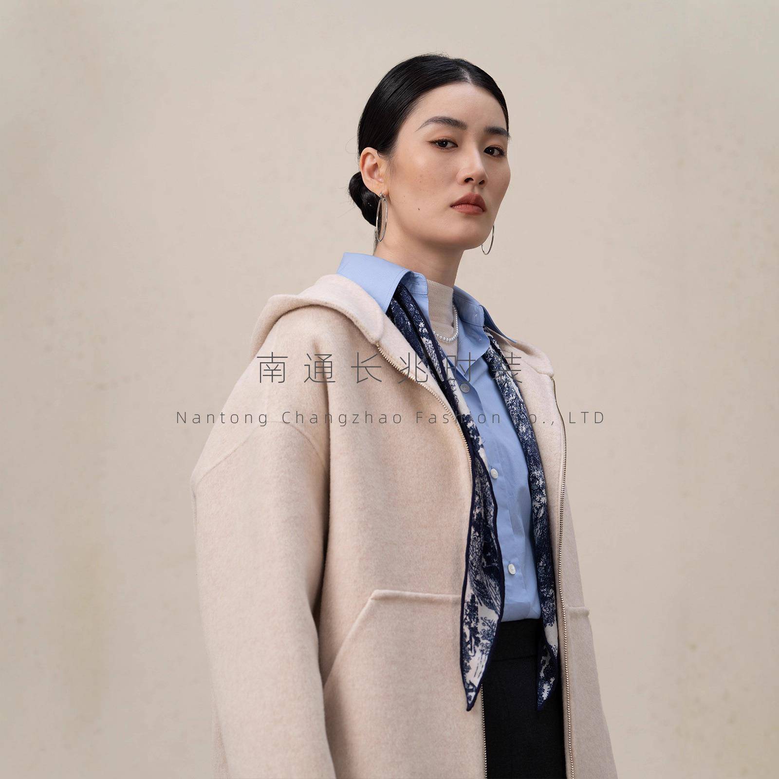 家显山KFL羊绒面短款大双衣~连帽减龄夹克女蓬松柔软小M个子高慵