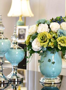 欧式花瓶档陶瓷插花装摆高件客厅餐桌居电视柜卧室家轻BES奢艺术