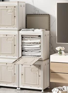 多功能RTC衣物被子收纳篮大篮容量脏衣叠翻盖整理轮箱带滑可折收