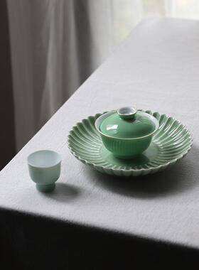 具yt挑雪文人茶器陶雍瓷干泡壶承x正菊瓣盘VJO茶承干泡台紫砂茶茶