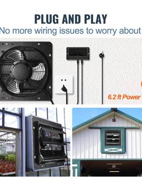 VEVOR百0叶窗可排气扇1英寸带温湿CAH度控制器C电机E820CFM10速调