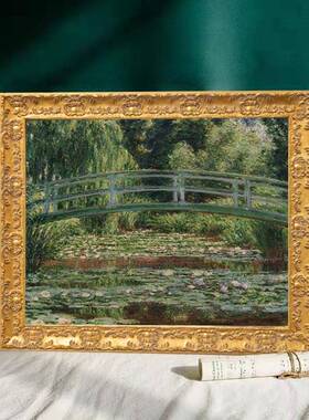 法式壁复古饰画莫奈睡DTAA莲组合挂画餐厅墙装面画090