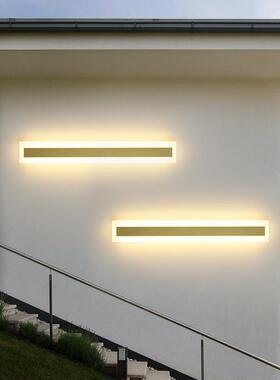 外壁LED灯线条墙灯别墅WJO花园户围墙室外洗金色长条壁灯庭院灯现