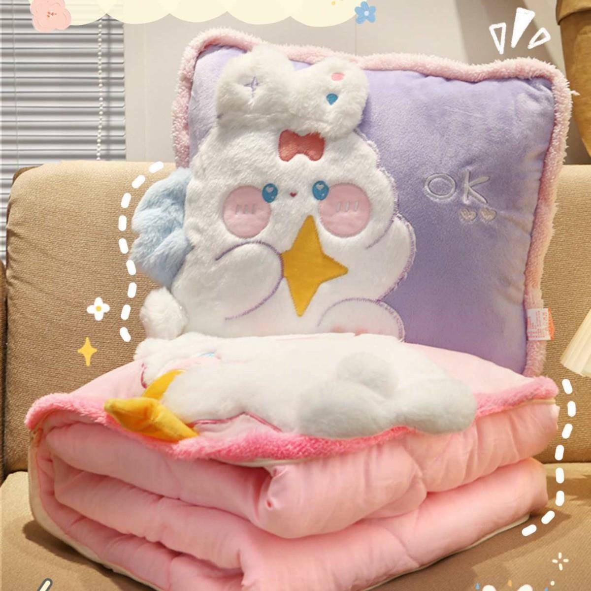 折叠抱枕被子两用合一毛汽毯车上车用车二载睡枕加鹤#771头午毯子