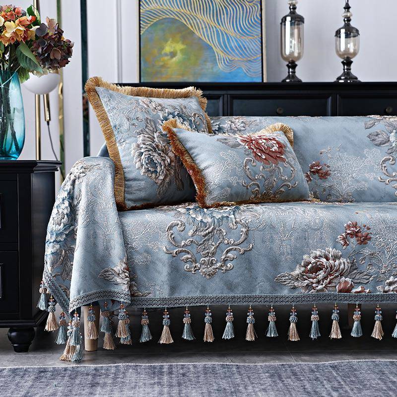 巾⊕欧季式全盖沙发布四通用PZM雪尼尔布料沙发单沙垫发盖布保