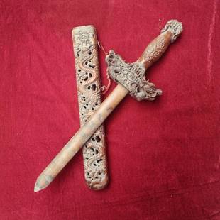 桃木YKR剑挂七件桃工艺桃木星剑肥城品木龙凤剑