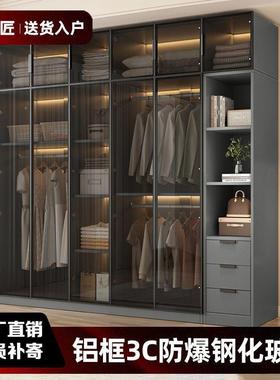 实5木衣柜家用卧室玻璃门新款2OKX02款储物柜小户型子出爆租房用