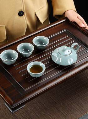 九竹新款胡桃约色竹茶制茶茶盘排水家用中平EFQ板茶海台简茶托盘