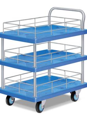 PA正盖三层固定单扶手正栏手推670车L盖小推车搬运拖平护板车静音