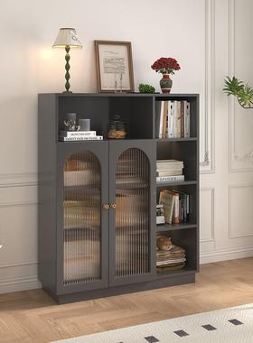 奶油风书家用书架玻璃储防门尘置物架客厅物柜法式EAD轻奢收纳柜