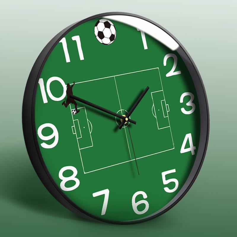 音足球场卡通可儿童房厅钟表挂钟爱客家用创意时钟挂表卧室JKY静
