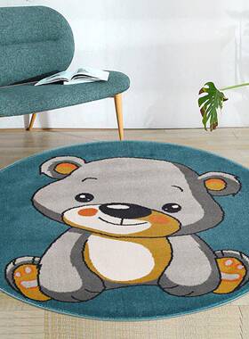 港龙毯卡通动物约圆客形地毯j厅地简茶几毯卧室UEQ儿童床边钢琴垫