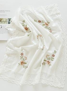 5154纯白麻棉纱镂空刺绣尘卧室床色头盖巾美柜式SZO家用蕾丝防布