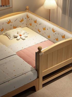 宝实木拼接SSO床加大边男女宝床单人小床儿童床带护栏可宽调节婴