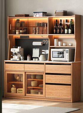 木森实木橡木餐柜酒柜一体餐厅小户型茶家水柜用厨房边储HRW物柜