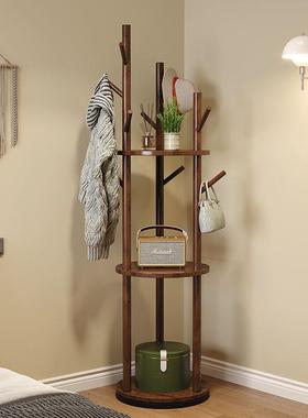 实木卧旋转帽架落地衣架室家用置物衣架立服OEC式衣架子客厅挂衣