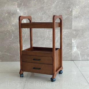 高档容欧式实木美院质工具车双层抽屉木推车木质美容美甲美纹发绣