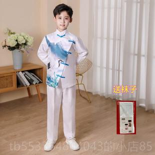 高档元旦儿童童大合唱演出服男女中国风初中生小生红歌会朗诵学装