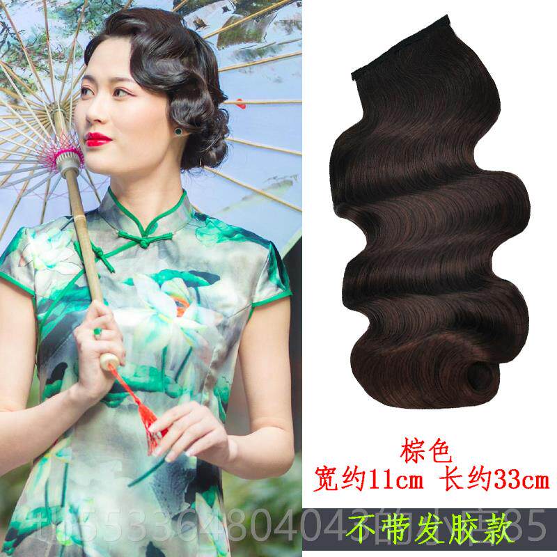 高档发上海覆古型刘海发片旗袍风格老上民海髻大波发浪假发来自中