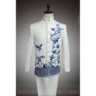 主持歌手舞乐队蹈演唱出 舞台表演服秀龙中山装 高档新款 民族合服装