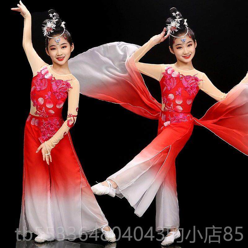 高档儿童服演古典舞出舞女飘逸新款中国风扇子蹈服装秧歌舞套装女