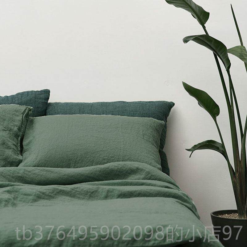 新款绿橄0%榄10纯亚麻四件套法国进口斯堪纳维亚风格床上用品1.8