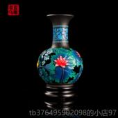 新款 金乌炭雕空荷花瓶活性雕家居镂饰品工客艺品礼品创意厅花炭瓶