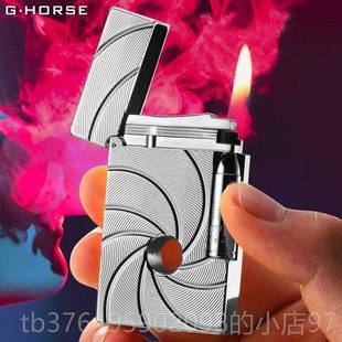 新款神骏HORSE精品轻奢声打火机纯黄铜朗礼个品性子弹孔清G脆充气