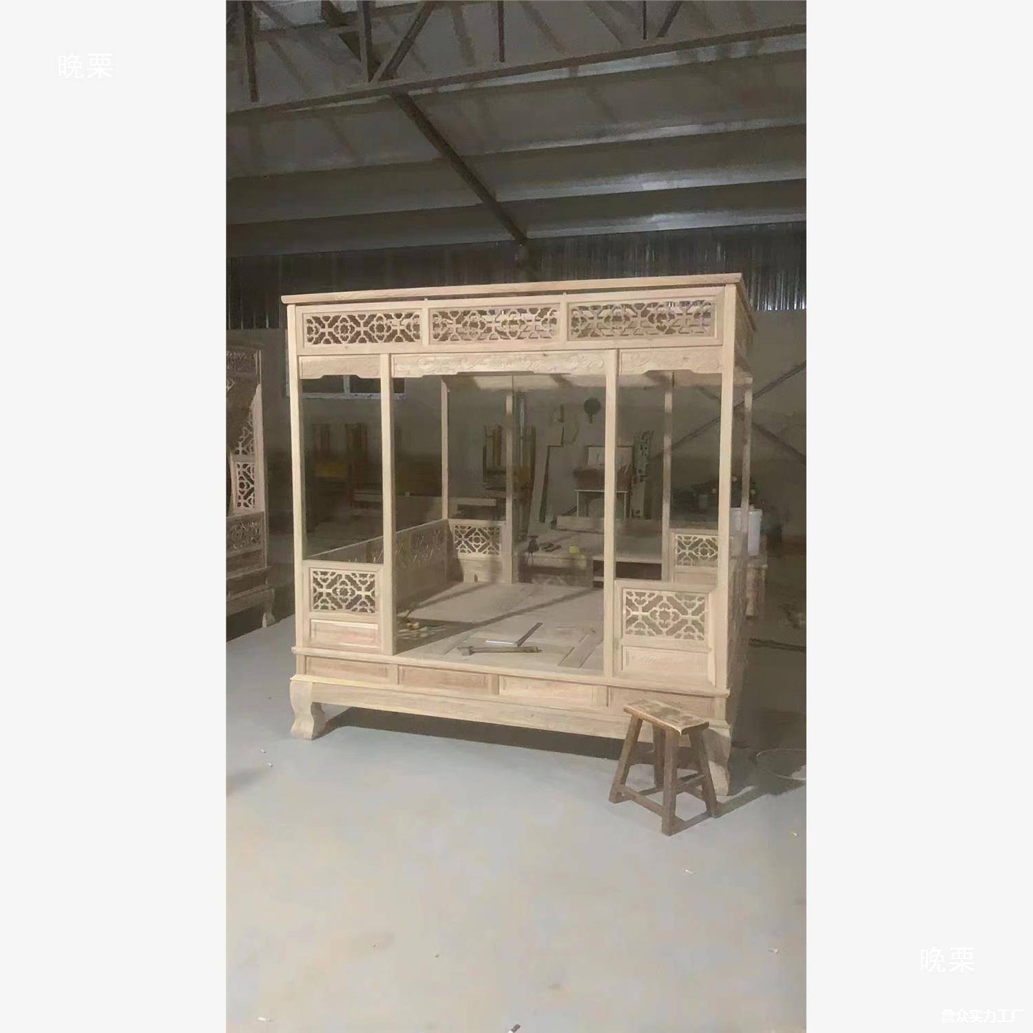 老榆月木古步床踏步床明拔无品牌/清仿架子床千工八步床中式古典
