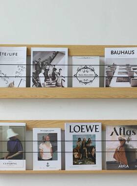 挂客厅墙面装饰书展示架墙上书报架置物架壁挂ILJ简架易杂志架收