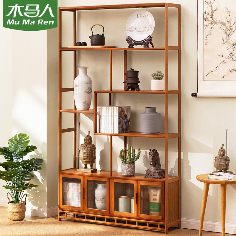 中式博古架多宝阁客厅茶室隔断茶架古董收纳展示柜多层书架置物架