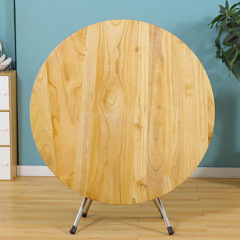 实木折F76JM6S5叠餐桌桌家用子简易大圆桌4人8人家用实形饭圆桌木