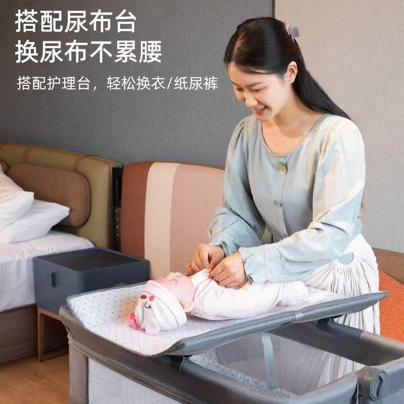 婴儿床床拼大篮床宝宝摇床b接b儿童摇床多功儿能移544动可折叠