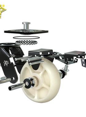 工厂电重型泳6寸双轴推平底带刹车花IET纹尼万向脚轮车龙脚轮