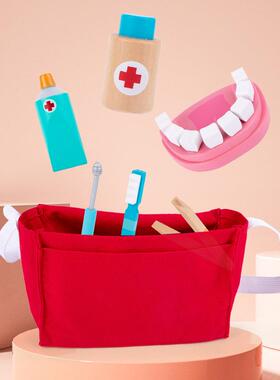 过木制宝生MBW宝儿童医具家家仿真小医生玩套具装女孩护士布袋医
