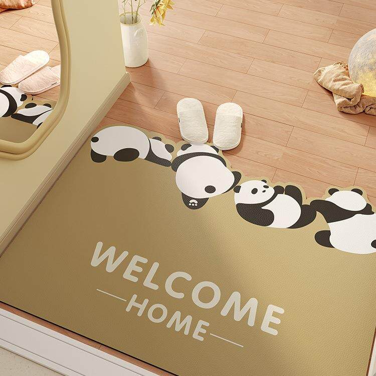 熊猫卡通入户门垫地垫皮耐脏防BKB滑免洗门垫pvc革家用关门外玄脚