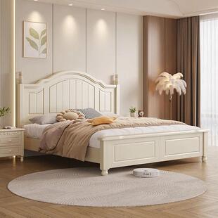 美式白色实木床1.2米卧单人童床51用.ZHSm家储物大床1.8米双人主