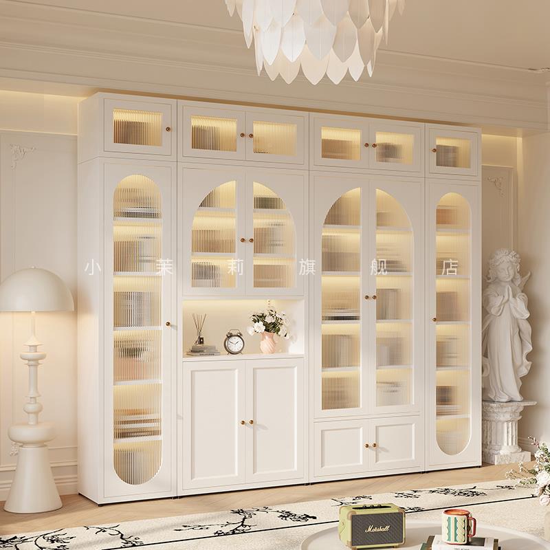 油12415357风铁艺书柜玻璃门客厅置物柜简约家用柜收纳展示柜储奶