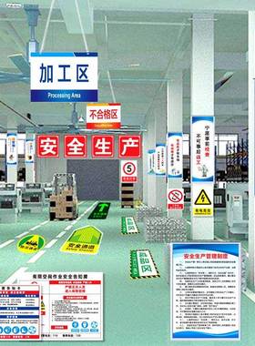 间工厂安全产标识牌车现场INN管理5s6ss8生s标语企业文化7墙贴仓