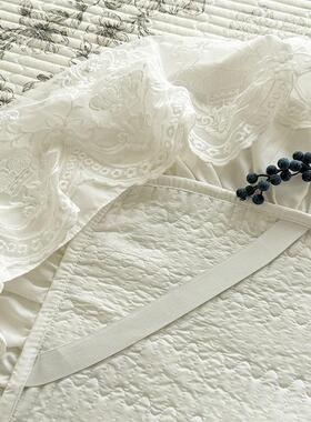 裙新款法丝床单件式纯棉加厚床罩三件套欧式全棉防UKY蕾滑床套四