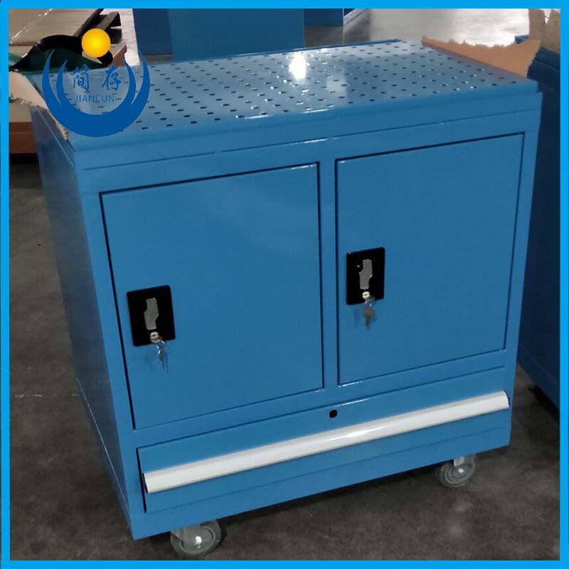 移动型置物柜 单开门抽屉式工具车 五金挂板移动存放车重型工具柜